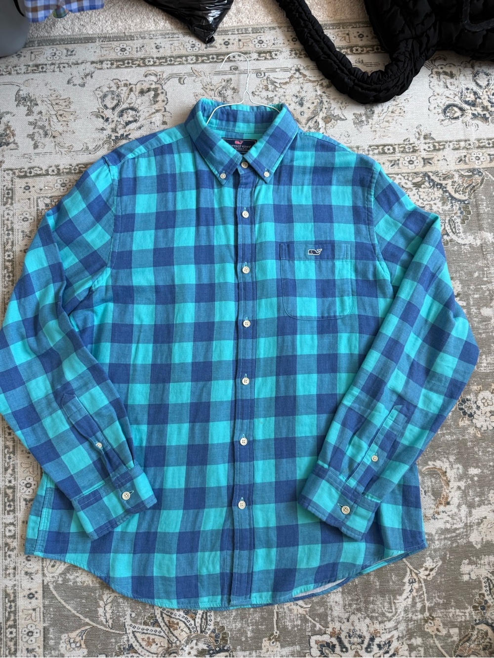 Vineyard Vines Turquoise and Navy Flannel